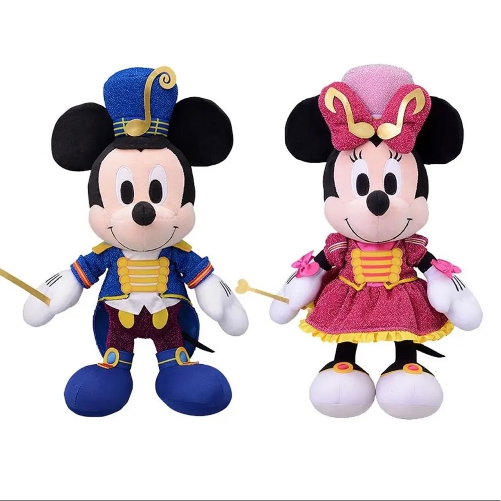 Rare Disney Japan Mickey & Minnie Mouse Music Parade Plush Pair NWT